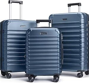 LIGHT FLIGHT Luggage Sets, 3 Piece Durable Suitcase Set with Spinner Wheels, 3 Pcs Hard Shell Lightweight Luggage with TSA Lock, Large Checked Travel Suitcases, 20/24/28 Inch, Royal Blue