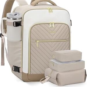 LOVEVOOK Large Travel Backpack for Women, TSA Carry on Backpack for Airplanes, 40L Personal Item Travel Bag for Women fits 17 Laptop,Waterproof Carry on Bag Airplane Approved with 3 Packing Cubes