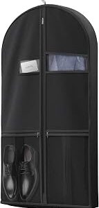 Lazebox 43 Travel Garment Bag with Accessories Zipper Pocket, Heavy Duty Suit Bag for Suits, Tuxedos, Dresses, Coats, Black, 1 pack
