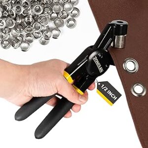 Heavy Duty Grommet Tool Kit with 1/2 Inch Die and 300 Sets of 12MM Grommets,Handheld Manual Eyelet Tool Rivet Press Punch Pliers for Leather Canvas Fabric