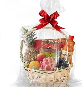 WIKDAY Clear Gift Bags 10 PCS 24x30 Inches Large Cellophane Wrap for Gift Baskets Wrapping Plastic with Ties for Gift Giving, Packaging Products
