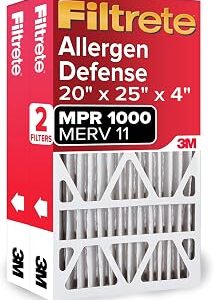 Filtrete 20x25x4 Air Filter MERV 11, MPR 1000 Micro Allergen Defense 2-Pack, Fits Honeywell & AprilAire, AC Furnace HVAC Filters for Home, Pleated Electrostatic (Actual Size 19.88 x 24.63 x 4.31 in)