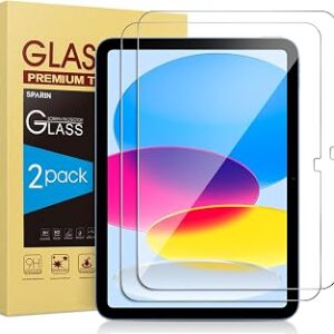 SPARIN Screen Protector for iPad A16 2025 11th (11 Inch) /10th Generation 2022 (10.9 Inch), 2 Pack Tempered Glass for iPad 11/10 Gen, Case Friendly, Anti-Scratch, Touch Sensitive
