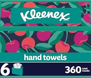 Kleenex Disposable Paper Hand Towels, 6 Boxes, 60 Tissues per Box (360 Total Tissues), Packaging May Vary