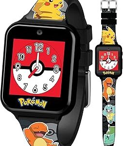 Pokémon Interactive Kids Smartwatch – Touchscreen Watch with Games, Camera, Voice Recorder, Step Tracker, Alarm & Timer – 10 Pokémon Watch Faces, USB Rechargeable – Fits Wrists 5.5 to 8