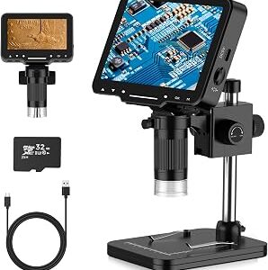 LCD Digital Microscope,4.3 Inch 1080P 10 Megapixels,10MP Camera Video Recorder with HD Screen,1-1000X Magnification Zoom Wireless USB Stereo Microscope Camera,