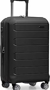 Traveler's Choice Pagosa Hardshell Expandable Luggage with Spinner Wheels, Black, 22-Inch Carry-on