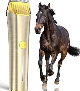 oneisall Cordless Horse Clippers,Low Noise 2 Speed Grooming Clippers,Horse Trimmer Shaver Kit for Matted Long Hair,Detachable Stainless Steel Blade Grooming Kit for Thick Coat