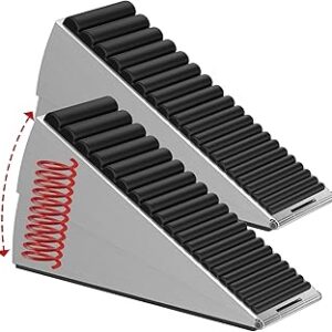 Optish 2 Pack Heavy Duty Door Stopper, Adjustable Spring Large Stopper, 3 Inches High Tall Wedge Stoppers for Bottom of Door, Door Stop Suits Any Heavy Door