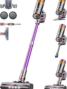 Cordless Vacuum Cleaner, 600W 50Kpa 70 Mins Cordless Stick Vacuum, Self-Standing Wireless Vacuum with Touch Screen, Charging Dock, Anti-Tangle Rechargeable Vacuum Cleaners for Home/Pet Hair/Carpet