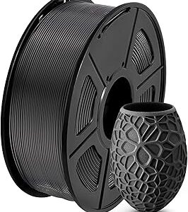 SUNLU PLA 3D Printer Filament PLA Filament 1.75mm, Neatly Wound 3D Printing Filament 1.75mm, Dimensional Accuracy +/- 0.02 mm, Fit Most FDM 3D Printers, 1kg Spool (2.2lbs), Black