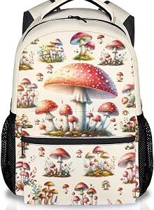 Girls Backpack for Kids Mushroom Backpacks with Padded Straps - 17 Inch Bookbag for Kindergarten Elementary, Durable Student Daypack for School