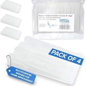Wobble Wedge BigGap Rigid Plastic Shims - Made in USA, Multipurpose Wedges for Home Improvement & Work, Leveling Pads for Large Gaps & Heavy Loads, Furniture Appliance Levelers - 4 Pack
