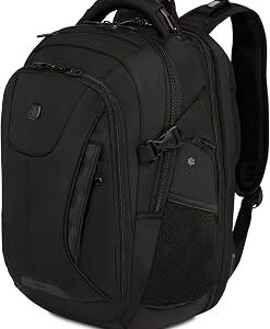 SwissGear Travel Tech Elite Laptop Backpack – Fits Laptops up to 16” – ScanSmart TSA-Friendly Backpack with USB Port, Shoe Compartment & Organizer Pockets – Black