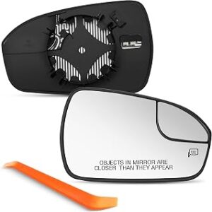 SNEMEEY Passenger Side Mirror Replacement for Ford Fusion 2013 2014 2015 2016 2017 2018 2019 2020, Right Side Exterior Mirror Glass, Heated, Chrome Convex Mirror with Backing Plate DS7Z17K707B
