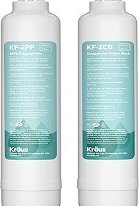 KRAUS Replacement Filter Cartridges for Purita 2-Stage Under Sink Water Filtration System with Carbon Block and Polypropylene Filters (Set of 2), FC-101