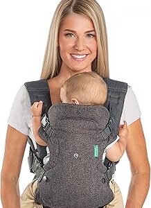 Infantino Flip 4-in-1 Convertible Baby Carrier, Adjustable, Ergonomic Babywearing, Registry Essential, Baby Carrier for Newborn to Toddler, Gray