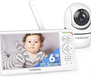 HelloBaby Baby Monitor 6 World First IPS Screen 30H Battery, Secure No WiFi, Pan Tilt Video Camera with Night Vision, VOX, 2-Way Talk, 1000ft, Portable Video Audio Monitor Ideal for Mom, Elderly, Pet