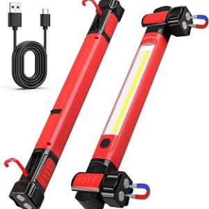 Work Light, ropelux 2500 Lumens Rechargeable Automotive Mechanic Under Hood Lights, 5200mAh Cordless Magnetic Trouble Light Bar with Hooks for Car Repair, Camping, Emergency, Ideal Tool Gift, 1Pcs