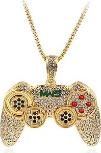 Rrdaily To My Son/Grandson Colorful Crystal Game Controller Punk Hip Hop Friendship Necklace for Best Friends