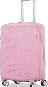 American Tourister Minnie Mouse Carry-On Luggage - Airline Approved, Durable Hardshell with RightHeight Adjustable Handle - Expands 1.5in - Roll Confidentially with Dual 360 Spinner Wheels