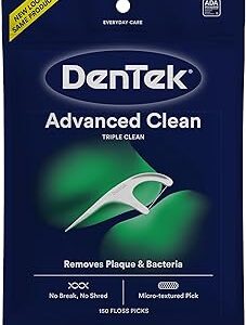 DenTek Advanced Clean Floss Picks with No Break & No Shred Dental Floss, Plaque Remover, 150 Count