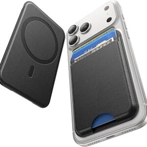 for MagSafe Wallet, 5 Card Holder, Slim Leather Magnetic Wallet for iPhone 17/16/15/14/13/12 Pro Max Plus Air Series, 1 Card Slots & 1 Cash Slot,Black