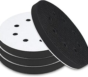 4 Pack 5 Inch 8 Holes Foam Sanding Pads, Soft Density Interface Pad, Hook and Loop Sponge Cushion Buffer Backing Pad for Orbital Sander