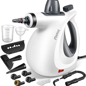 Pressurized Handheld Multi-Surface Natural Steam Cleaner with 12 pcs Accessories, Multi-Purpose Steamer for Home Use, Steamer for Cleaning Floor, Upholstery, Grout and Car (Grey) (Grey)