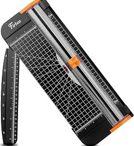 Firbon A4 Paper Cutter 12 Inch Titanium Paper Trimmer Scrapbooking Tool with Automatic Security Safeguard and Side Ruler for Craft Paper, Coupon, Label and Cardstock (Black)
