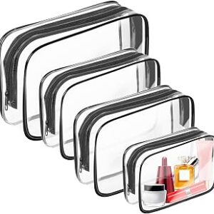 AURUZA Clear Makeup Bag,Portable Travel Toiletry Bags with Zipper, TSA Approved Clear Organizer Bags, PVC Cosmetic Pouch for Airport Airline Compliant
