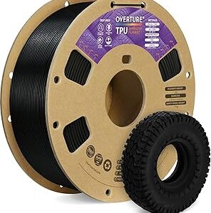 OVERTURE TPU Filament 1.75mm Flexible Roll, 95A Soft 3D Printer Filament, 1kg Spool (2.2 lbs), Fit Most FDM Printer (TPU Black)