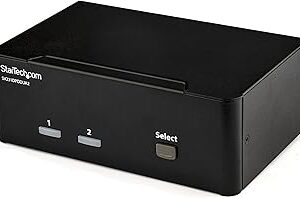 StarTech.com 2-Port DisplayPort KVM Switch - Dual-Monitor - 4K 60 - with Audio & USB Peripheral Support - DP 1.2 - USB Hub, TAA (SV231DPDDUA2)