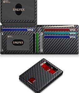 Wallet for Men Slim RFID Blocking Leather Credit Card Holder Wallet for 14 Cards, Bifold Minimalist Thin Wallet with 2 ID Windows & Cash Slot, Front Pockt Carteras Para Hombres, Birthday Gifts for Men