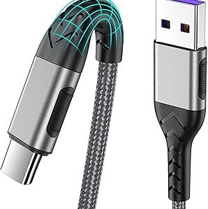 Durcord USB C Cable, Upgarded 2Pack 10ft Fast USB Type C Charging Cable for Android/Phone/Pad/Laptop, Type C Charger Braided USB Cable Compatible withi Phone 17/16/15/Pro/Plus/Max/Sam.Sung-Silver