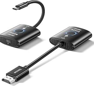 USB C Wireless HDMI Transmitter and Receiver, 165 FT/50M Plug & Play Portable 4K Decode Input 1080P@60Hz Output 5G+2.4G Extender for Video and Audio to Monitor from PC/Projector/TV Box