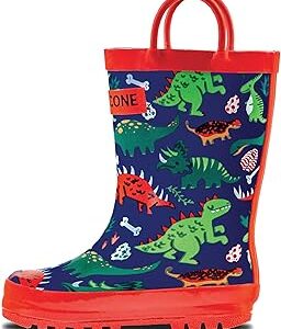 Lone Cone Kids Rain Boots for Girls & Boys – Waterproof Natural Rubber Toddler Rain Boots with Non-Slip Outsole & Easy Pull Handles – Solid, Pattern & Glitter Designs