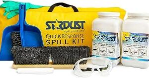 STARDUST Spill Products D710 Comprehensive Quick Response Spill Kits for Vehicles with Heavy Duty Duffle, (2) 5-Quart Dispenser, PPE Kit, Broom Head, Broom Handle, Dust Pan, (10) Disposal Bags