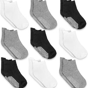 Infinno Baby Non Slip Ankle Socks 9 Pairs - Toddler Socks with Grips for Kids, Infants Boys and Girls 6-24 Months, 1T-7T