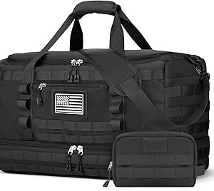 ETRONIK Gym Bag for Men Women, Carry on Luggage 22x14x9 Airline Approved, Tactical Travel Duffle Bag with Toiletry Bag and Shoe Compartment, Weekender Overnight with Wet Pocket for Workout, Black