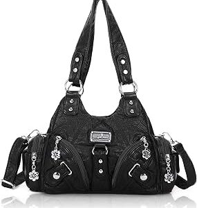 Angel Kiss Purses for Women Small Hobo Shoulder Bags Vagen Leather Multi-Pocket Tote Bag with Zipper
