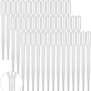 moveland 100 PCS 3ML Dropper Pipettes Essential Oil Transfer, Disposable Plastic Eye Dropper for Science Experiments, Crafting, Makeup Tool