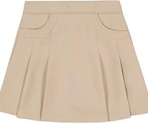 Nautica Girls' School Uniform Pleated Pull-on Scooter Skirt with Undershorts, Knit Waistband & Functional Pockets