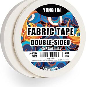 YONGJIN Double-Sided Fabric Tape (2 Rolls) - No Sewing or Ironing Required, Perfect for Quick Clothing Repairs, Fabric Bonding, Adhesive Cloth Tape for Hemming and DIY Crafts (1/4inch+1/2inch)