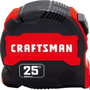 CRAFTSMAN 25-Ft Tape Measure with Fraction Marketing, Retractable, Manual-Locking Blade (CMHT37443S)