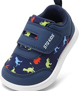 STQ KIDS Toddler Wide Toe Box Barefoot Shoes for Boys & Girls | Baby First Walking Sneakers with Non-Slip Thin Sole for Healthy Arch Development | Canvas Play Shoes for Kids Wide Chubby Feet