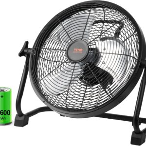 VEVOR Ventilador de piso recargable de 12 pulgadas, ventilador personal silencioso portátil