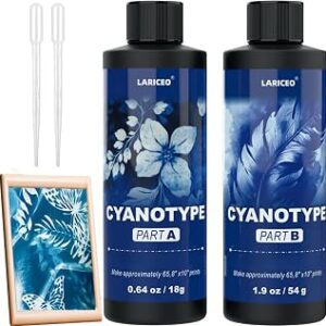 Cyanotype Kit, Cyanotype Chemicals Sensitizer Set for Fabric, Paper, and Art Projects, Artist Blue Painting Thinner Dye, and Printing Supplies, Sun Printing Fabric Kit for Beginners & Artists