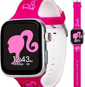 Barbie Kids Smart Watch – Touchscreen Smartwatch with Camera, Activity Trackers, Pedometer, Music, Stopwatch, and Glitter Silicone Strap – Fits Wrists from 5.5 to 8