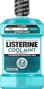 Listerine Cool Mint Intense Antiseptic Mouthwash, Daily Oral Rinse Kills 99.9% of Germs that Cause Bad Breath, Plaque and Gingivitis. For a Fresh, Clean Mouth, Intense Mint Flavor, 1.5 L